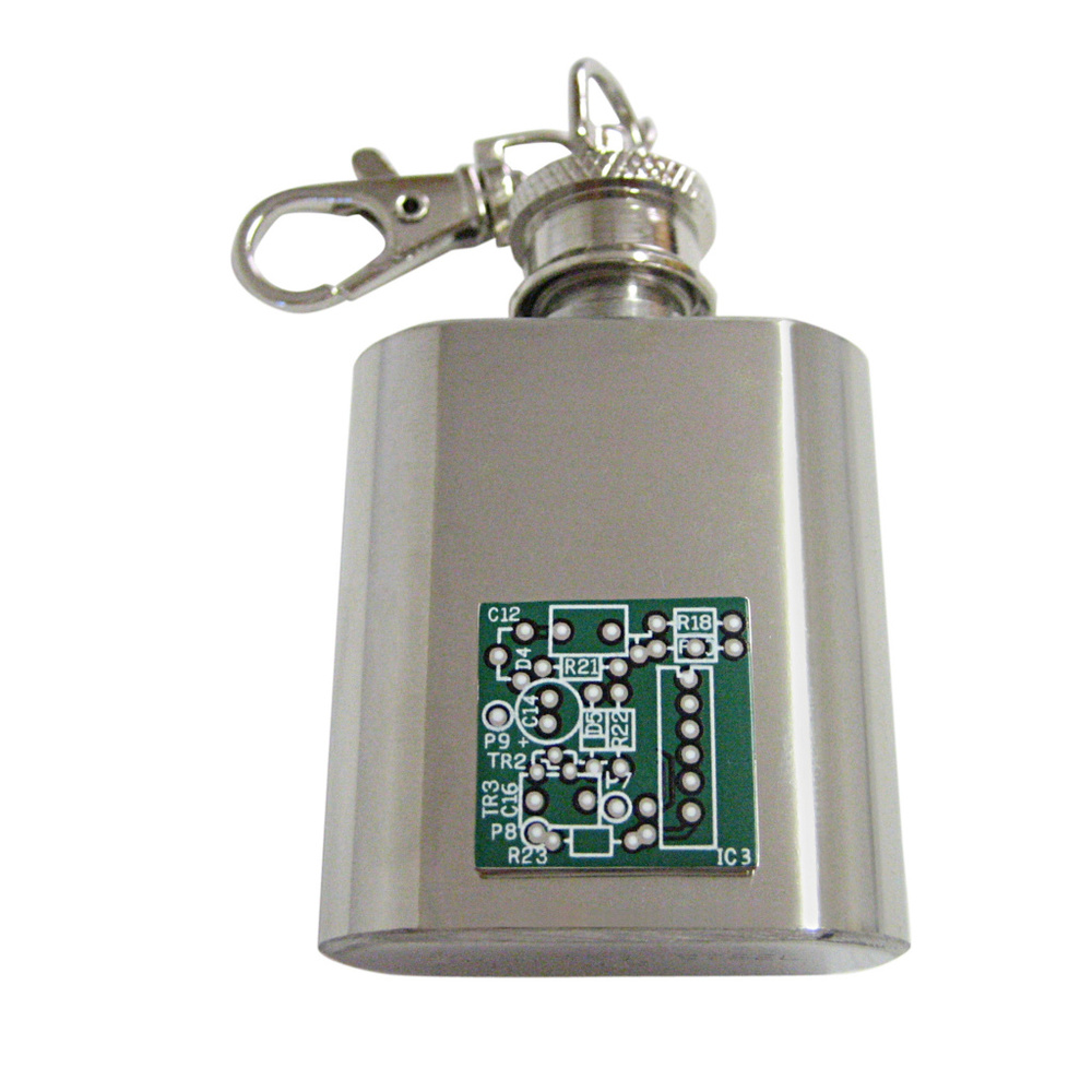 Detailed Computer Circuit Design Keychain Flask - image 1